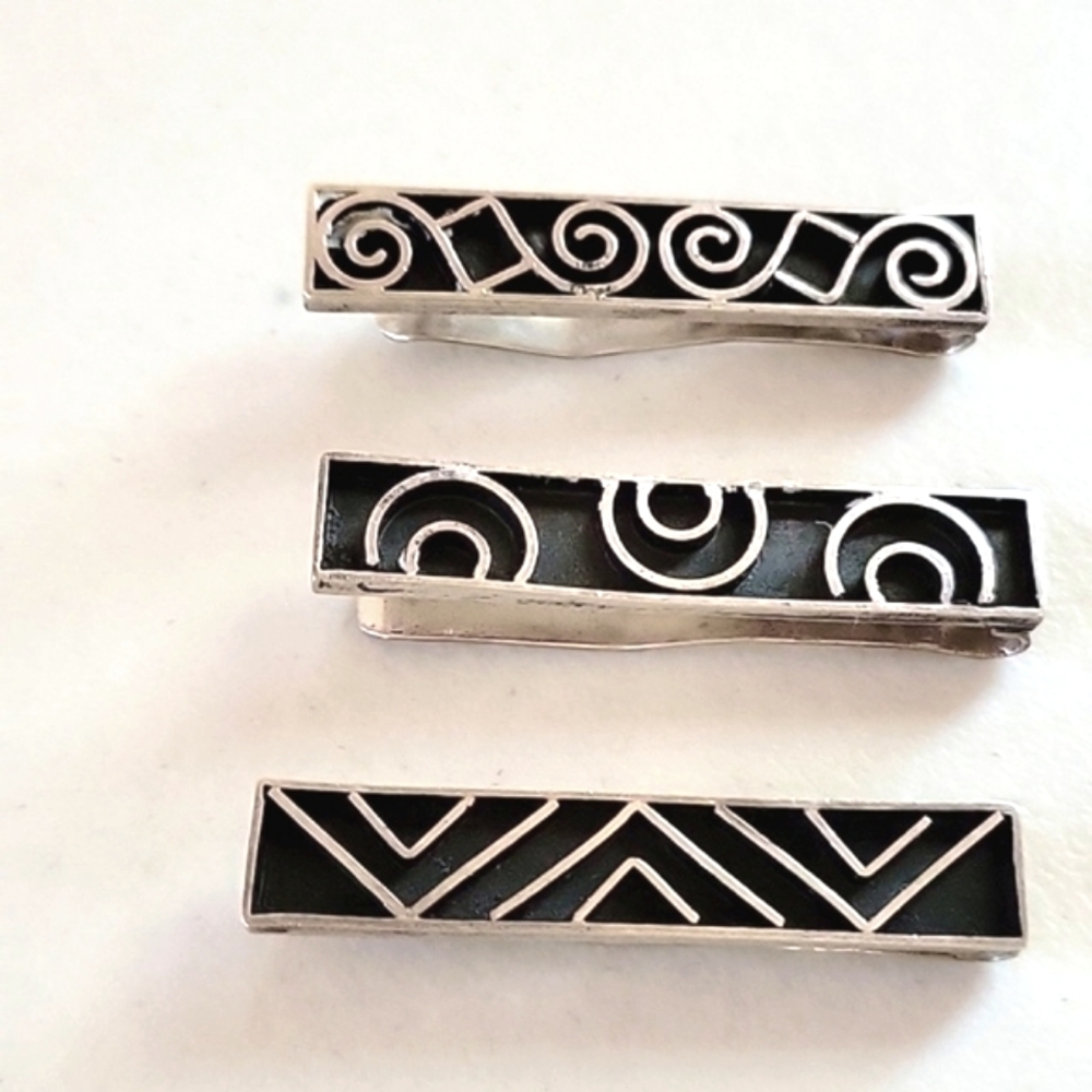 Vintage Men's Sterling Silver Tie Clips - 3